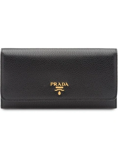 Shop Prada Logo-plaque Continental Wallet In Black