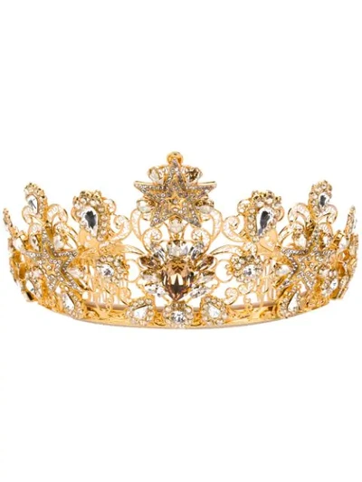 Shop Dolce & Gabbana Embellished Crown In Gold