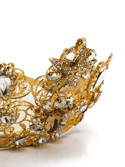 Shop Dolce & Gabbana Embellished Crown In Gold