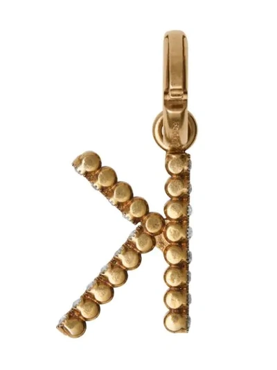 Shop Burberry Crystal ‘k' Alphabet Charm In Gold