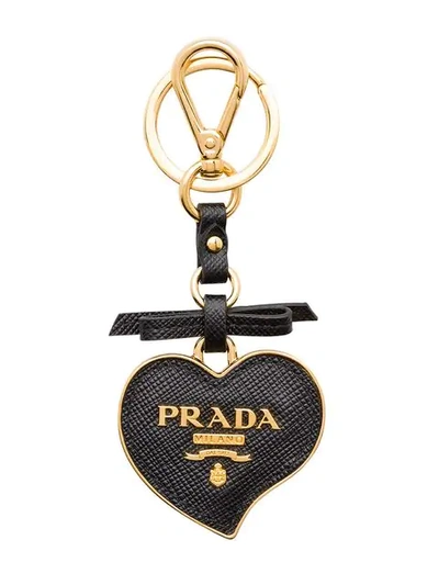 Shop Prada Trick Logo-plaque Keychain In Black