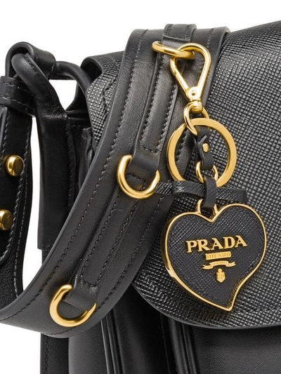 Shop Prada Trick Logo-plaque Keychain In Black