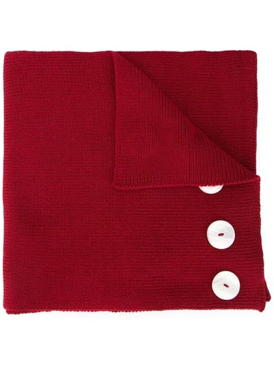 Shop 0711 Button Embellished Long Scarf In Red