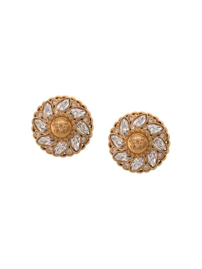 Shop Versace Medusa Gemstone Earrings In Gold