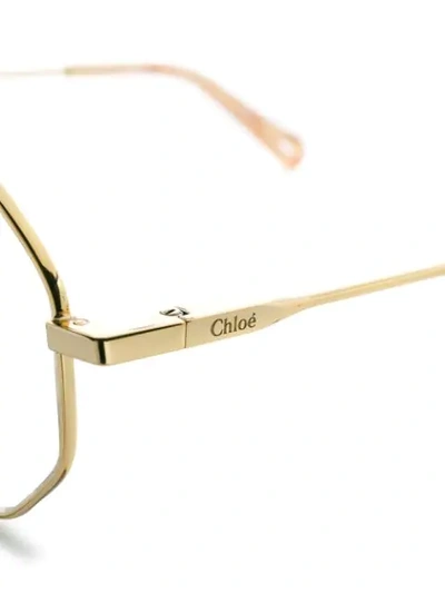 Shop Chloé Angled Thin Frame Glasses In Neutrals