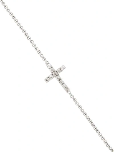Shop Ann Demeulemeester Diamond Cross Necklace In Silver