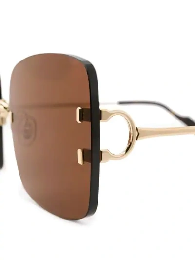 Shop Cartier C Décor Rimless Square-frame Sunglasses In Gold