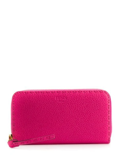 Shop Fendi Zip-around Roman Leather Wallet - Pink