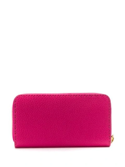 Shop Fendi Zip-around Roman Leather Wallet - Pink