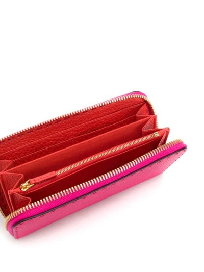 Shop Fendi Zip-around Roman Leather Wallet - Pink