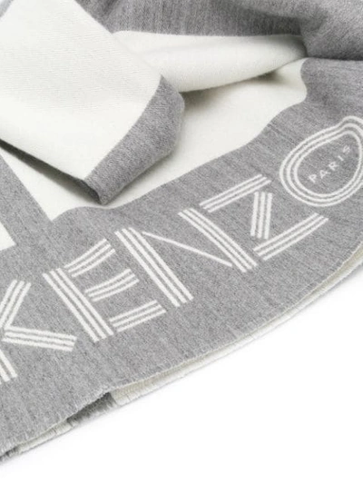 Shop Kenzo Striped Scarf In Grey