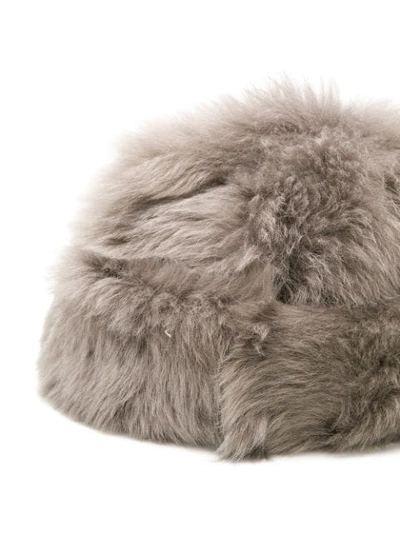 Shop Borsalino Fuzzy Cap In Grey