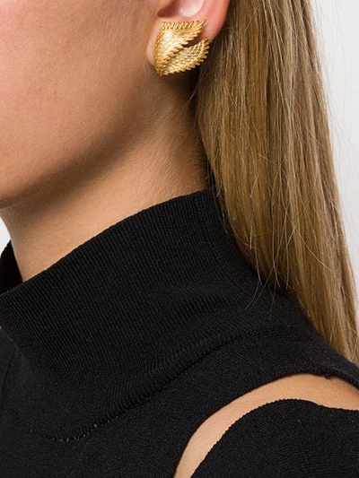 Pre-owned Susan Caplan Vintage 1960s Trifari Clip-on Earrings In Gold |  ModeSens