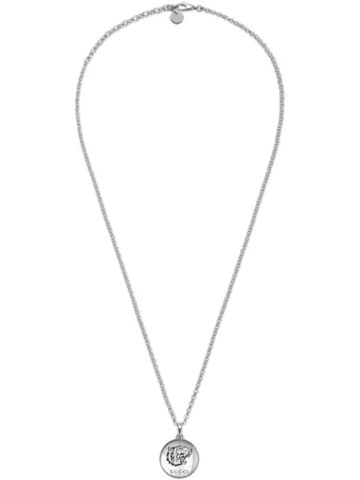 Shop Gucci "blind For Love" Necklace In Silver In Metallic