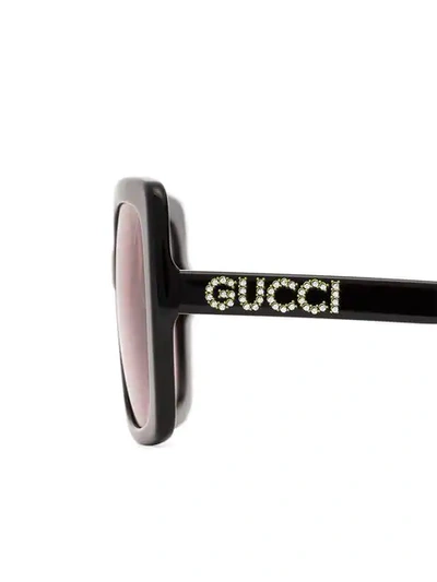 Shop Gucci Black And Pink Square Framed Sunglasses