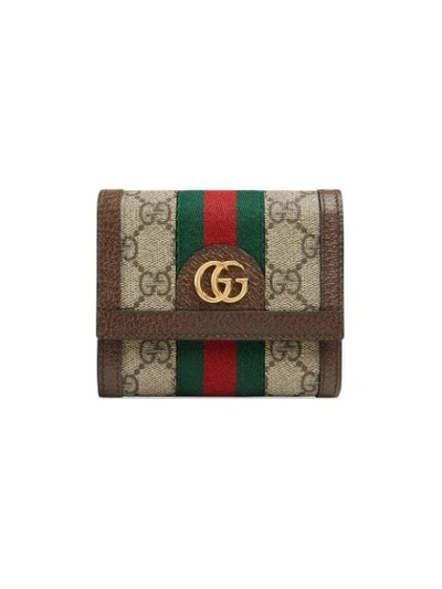 Shop Gucci Beige Ophidia Gg Wallet In Neutrals
