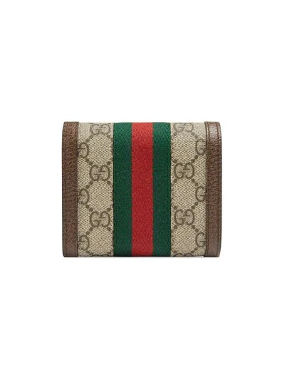 Shop Gucci Beige Ophidia Gg Wallet In Neutrals