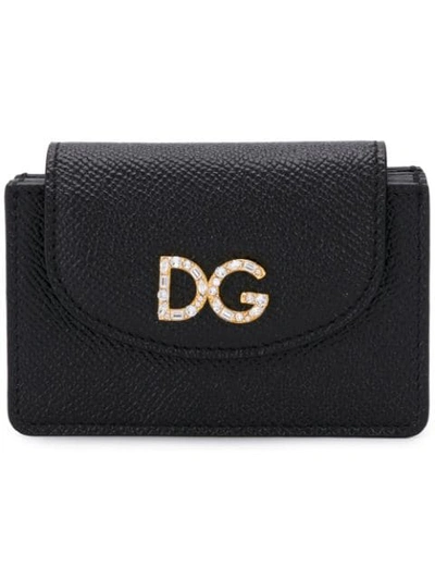 Shop Dolce & Gabbana Crystal Logo Purse In Black