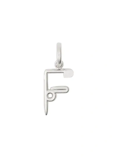 Shop Burberry Kilt Pin ‘f' Alphabet Charm In Silver