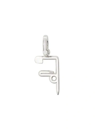 Shop Burberry Kilt Pin ‘f' Alphabet Charm In Silver