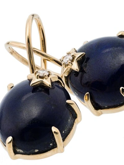 Shop Andrea Fohrman 18k Yellow Gold Galaxy Star Lapis Earrings In Blue