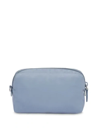Shop Prada Logo-plaque Makeup Bag In Blue
