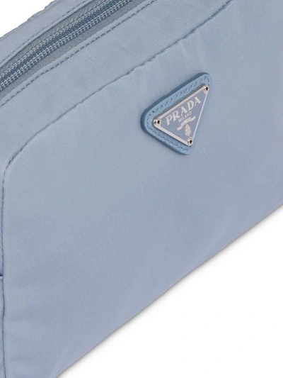 Shop Prada Logo-plaque Makeup Bag In Blue