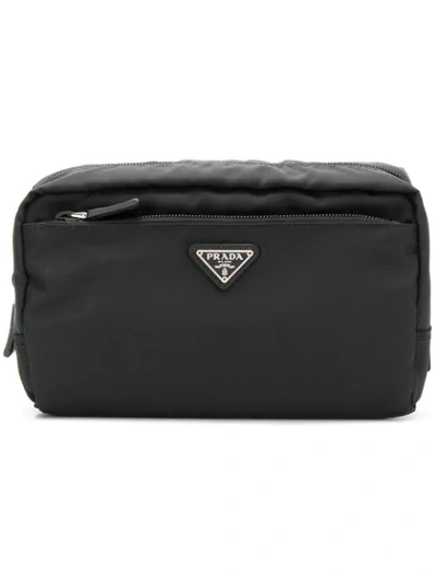 Shop Prada Logo Make Up Bag In Black