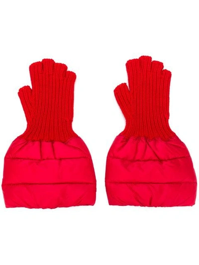 Shop Moncler Fingerless Gloves In Red