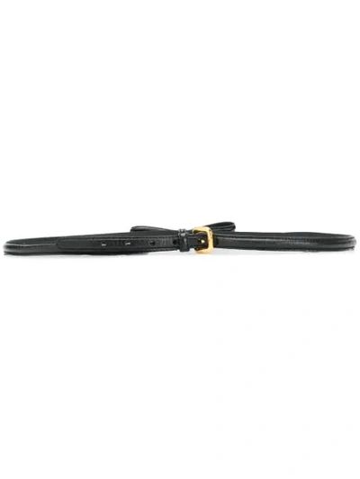 Shop Prada Bow Detail Slim Buckle Belt In Black