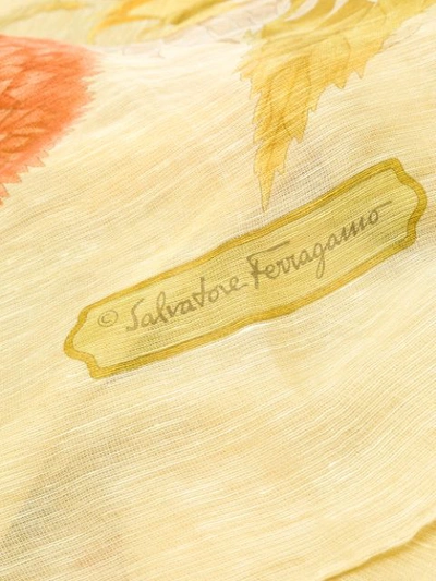 SALVATORE FERRAGAMO VINTAGE 花卉围巾 - 绿色