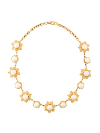 Pre-owned Balenciaga 1980's Pearl Embellished Necklace In Metallic