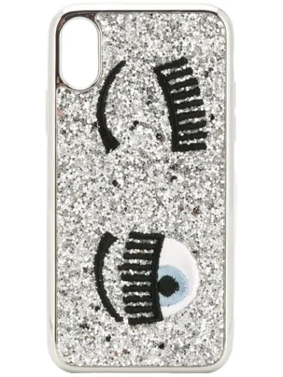Shop Chiara Ferragni Flirting Glitter Iphone X Case In Silver
