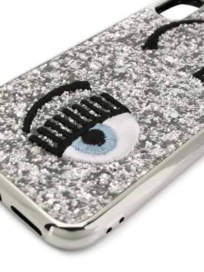 Shop Chiara Ferragni Flirting Glitter Iphone X Case In Silver