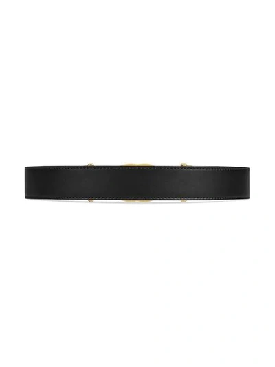 Shop Gucci Leather Belt With Interlocking G Horsebit In Black