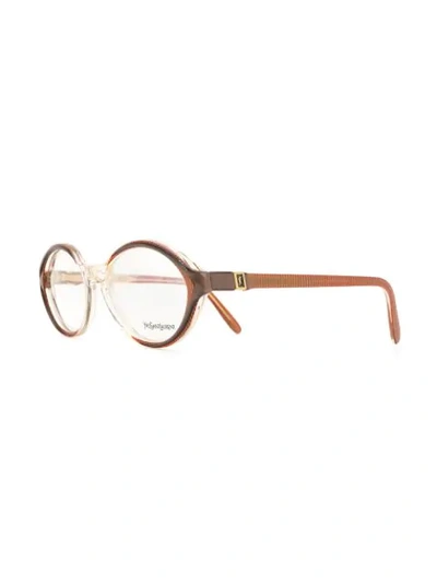 Pre-owned Saint Laurent 1990s Clear Frame Glasses In Brown