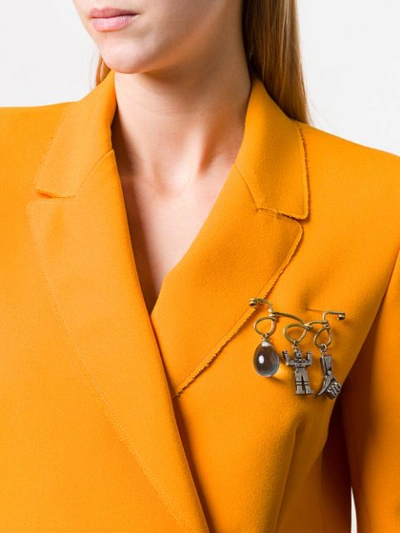 Shop Marni Multi Pendants Brooche In Gold