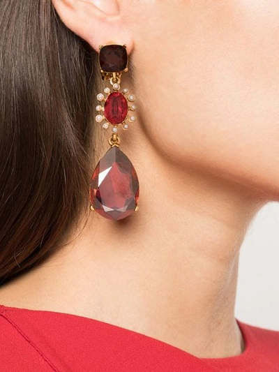 Shop Oscar De La Renta Bold Mixed Jewel Earrings In Gold