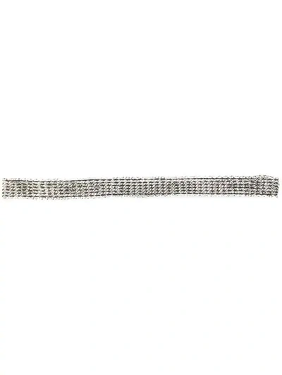 Shop Saint Laurent Chain Embroidered Headband In Metallic