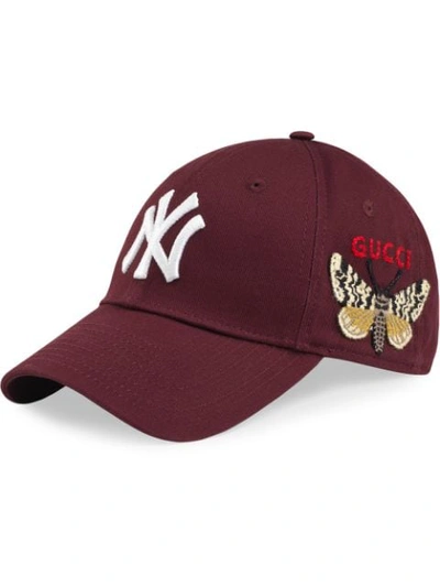 Shop Gucci Baseball Cap With Ny Yankees™ Patch In Red ,multicolour