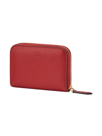 Shop Fendi Mini Zip-around Wallet In F0mvv-strawberry+soft Gold