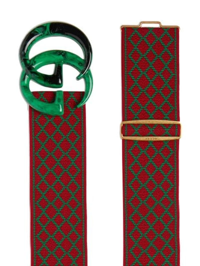 Shop Gucci Elastic Belt With Double G In Red
