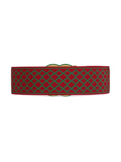 Shop Gucci Elastic Belt With Double G In Red