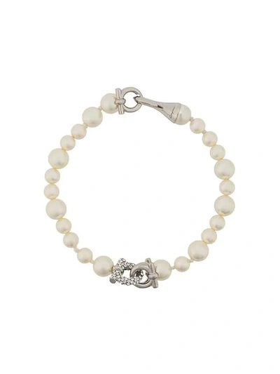 Shop Ferragamo Salvatore  Armband Mit Perlen - Weiss In White