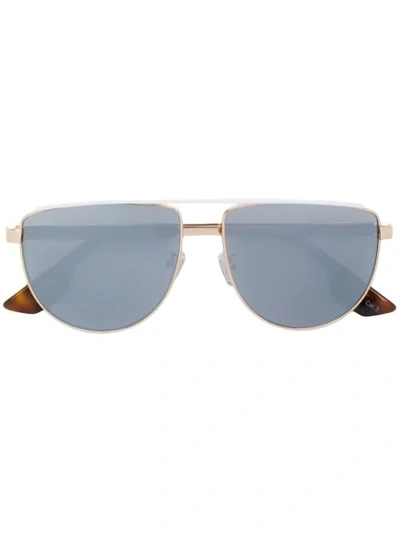 Shop Mcq By Alexander Mcqueen Eyewear Mirrored Aviator Sunglasses - Metallic