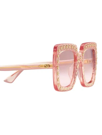 Shop Gucci Oversize Square Sunglasses With Crystals In Pink