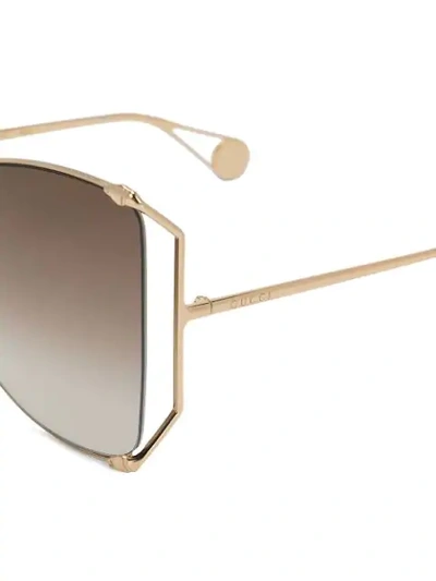 Shop Gucci Oversized Sunglasses In Metallic