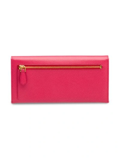 Shop Prada Leather Wallet In Pink