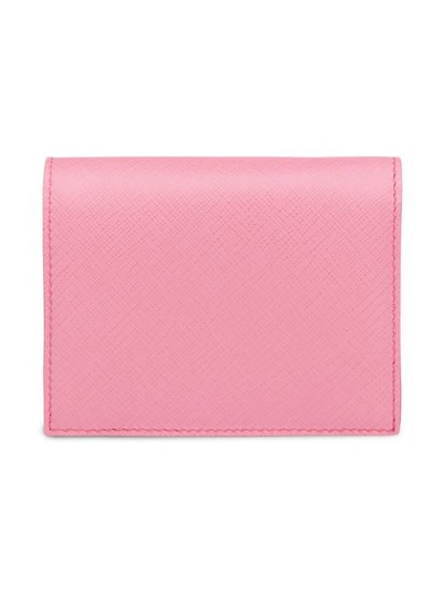 Shop Prada Small Saffiano Wallet - Pink