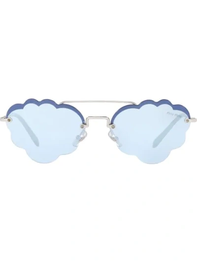 Shop Miu Miu Cloud Sunglasses In Silver